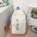 Stylish color block student backpack large capacity casual daypack for school college teens. - Orange