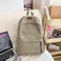 Corduroy backpack large capacity school bag casual daypack for student teen girls stylish - Khaki