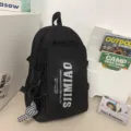 Casual black backpack large capacity school bag for daily use by students and teens. - Black + Twist Pendant