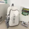 Stylish large capacity canvas backpack for casual daily use, school, and outdoor travel. - Gray + Twist Pendant