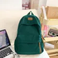 Large capacity corduroy school backpack casual travel bag for women and students - Green