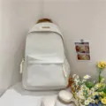 Minimalist white student backpack casual school bookbag stylish daily daypack for women - Off White