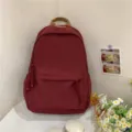 Stylish burgundy school backpack for women, casual Korean style daypack with front pocket. - Burgundy