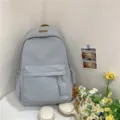 Casual grey school backpack for teen girls, stylish daily casual daypack with front pocket. - Light Gray