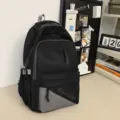Black and grey campus style backpack, large capacity student bookbag for daily use. - 8819#Black