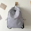 Solid color large capacity casual backpack for students and daily commuting, minimalist style. - Gray