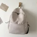 Minimalist casual large capacity solid color backpack for daily use, school, and travel. - Off White