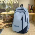 Large capacity casual school backpack for students, stylish blue double shoulder bag. - Blue