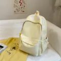 Casual large capacity yellow backpack for school girls, minimalist design daily daypack. - Yellow