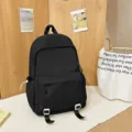 Classic black casual school backpack large capacity daypack for students daily use - Black