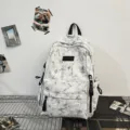 Japanese style campus minimalist versatile backpack for students, large capacity book bag. - White