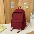 Solid color minimalist large capacity backpack casual school book bag for daily use. - Red