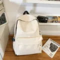 White PU leather backpack for women, casual waterproof school bag for college students - White