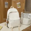 Casual white backpack large capacity school bookbag for students and daily commuting travel - Baseball Set / White