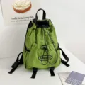Green drawstring backpack lightweight outdoor sports casual hiking gym rucksack bag - S / Green