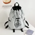 Lightweight drawstring backpack for outdoor sports casual travel light grey waterproof rucksack - S / Gray