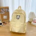 Casual yellow backpack for women student cute bear embroidered school bag ins style - S / Yellow