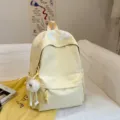Japanese style casual canvas backpack for women large capacity school bag light yellow student - Yellow with Long Leg Ball