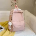 Pink casual large capacity school backpack for students, daily versatile cute bookbag. - Pink with Long Leg Ball
