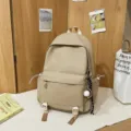 Casual minimalist khaki backpack with large capacity for daily commute, school, and travel. - Baseball Set / Khaki