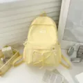Japanese ins style campus casual solid color school bag, minimalist lightweight student backpack. - Yellow