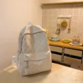 Corduroy backpack women campus style solid color casual school bag daily daypack - 1678#Khaki
