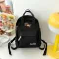 Black canvas backpack, Korean style casual school bag for women and college students. - S / Black