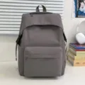 Grey nylon backpack casual school bookbag simple solid daily travel daypack stylish unisex - Gray