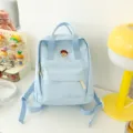 Light blue cute campus canvas backpack for women and students, versatile daily casual bookbag! - S / Blue