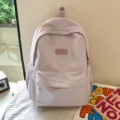 Simple solid color backpack for women and students stylish daily casual book bag light purple - Purple