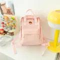 Korean style pink canvas backpack cute school bag versatile casual daypack for women - S / Pink