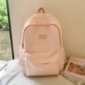 Japanese ins style pink school backpack for girls and college students simple casual daypack - Pink