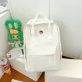 White minimalist canvas student backpack, casual campus daily school bag for women and teens. - L / Off White
