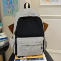Ins style Japanese plaid backpack, black and white colorblock casual daypack for school students - Black