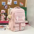 Japanese ins style pink student backpack large capacity school bag for teenage girls daily use - Long-Legged Biscuit / Pink