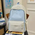 Japanese ins style plaid backpack large capacity school bag for teen girls travel daypack - Blue