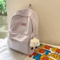 Japanese ins style high school student backpack solid color cute minimalist school bag - Purple + Cute Cloud