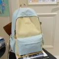 Japanese style plaid school backpack for students, large capacity cute travel daypack - Yellow