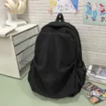 Schwarzer Cord Rucksack Damen minimalistisch, japanischer Stil lässige Schultasche. - Schwarz