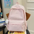 Pink checkered casual backpack for women, large capacity school bag for daily students. - Pink + Long-Legged Cookie