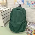 Japanese vintage corduroy backpack for women, casual student school bag, simple green daily rucksack. - Green