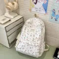 Cute floral lace backpack for women, Japanese style stylish school bookbag with daily casual design. - Basic Style / White