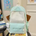 Japanese ins style plaid backpack for school girls, large capacity travel bookbag, green. - Green + Long-Legged Cookie