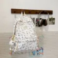 Japanese ins style lace floral backpack for women, cute white school bag with cute pendant. - With Long-Legged Ball Pendant / White