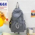 Solid color nylon backpack for women 2026 summer large capacity school bag lightweight - Gray