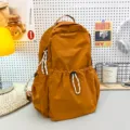 Caramel nylon backpack casual daily school bag large capacity lightweight travel backpack - Orange