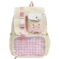 Zaino ita giapponese carino kawaii beige borsa scolastica con finestra trasparente. - Zaino Giallo Senza Accessori