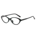 Retro black cat eye glasses for women and men, trendy small frame fashion clear eyewear. - Black Frame Clear Lens