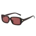Fashion square sunglasses for women, vintage rectangular frame with chic floral temple detail. - Jujube Red Frame Red Lens