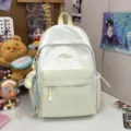 Canvas school backpack for teen girls, cute white and yellow star pattern casual daypack. - Yellow Moon Pendant / S / Yellow